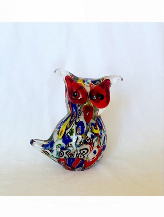 Glass Owl with Flowers